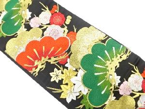 笠松に枝梅・楓模様織り出し　袋帯